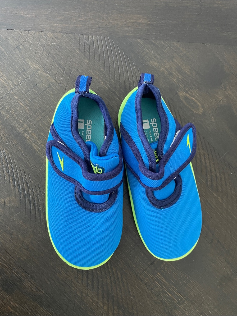Speedo Kids Blue & Neon Green Hook-and-Loop Water Shoes